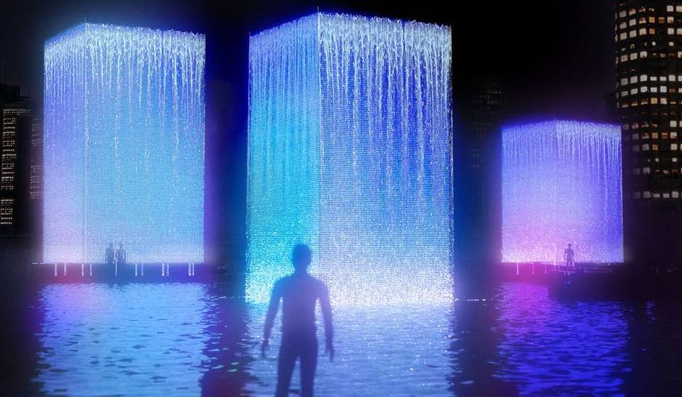 Three Iridescent Floating Waterfalls Will Take Over Darling Harbour This Winter