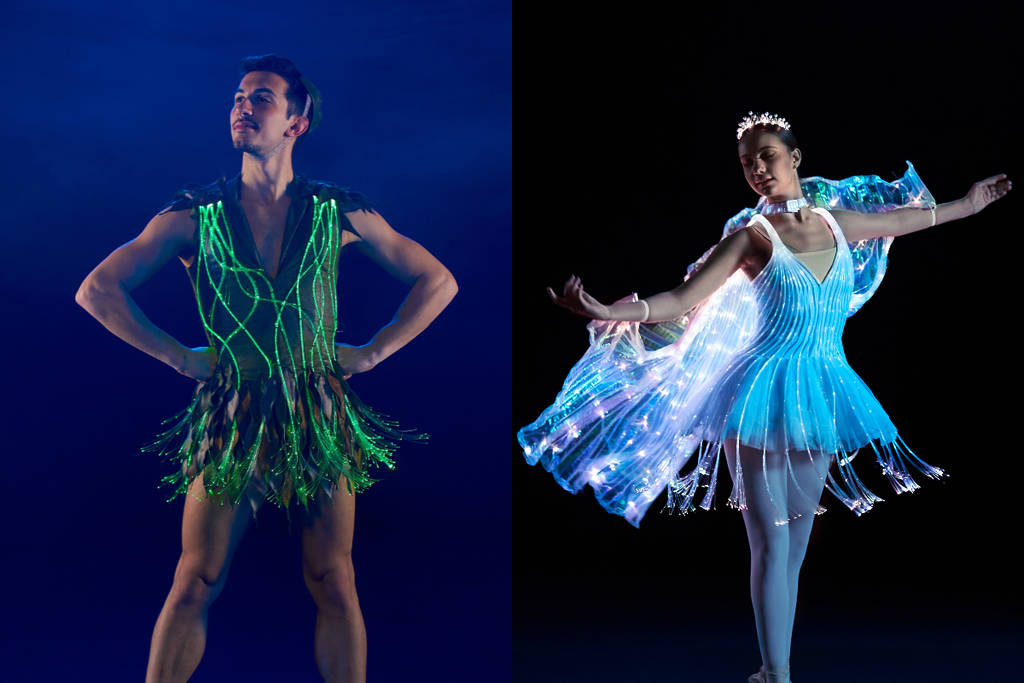 A collage of ballerinas including Peter Pan and Sleeping Beauty from Ballet of Lights