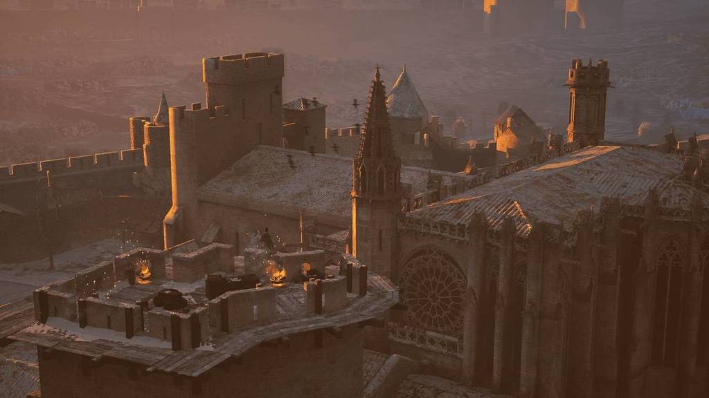 A high angle view of the city of Caracassonne from The Last Stronghold experience.