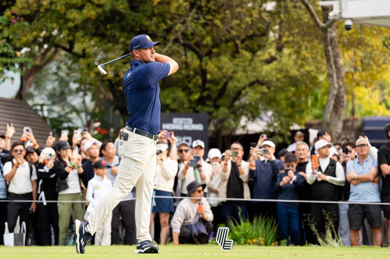 Bryson DeChambeau drives off the tee at LIV Golf Hong Kong