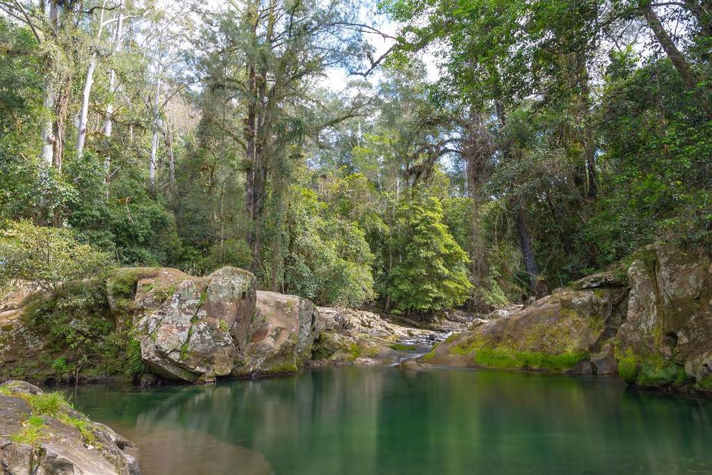 Ladies Well, one of NSW's best natural swimming holes surrounded by massive granite boulders and lush forest