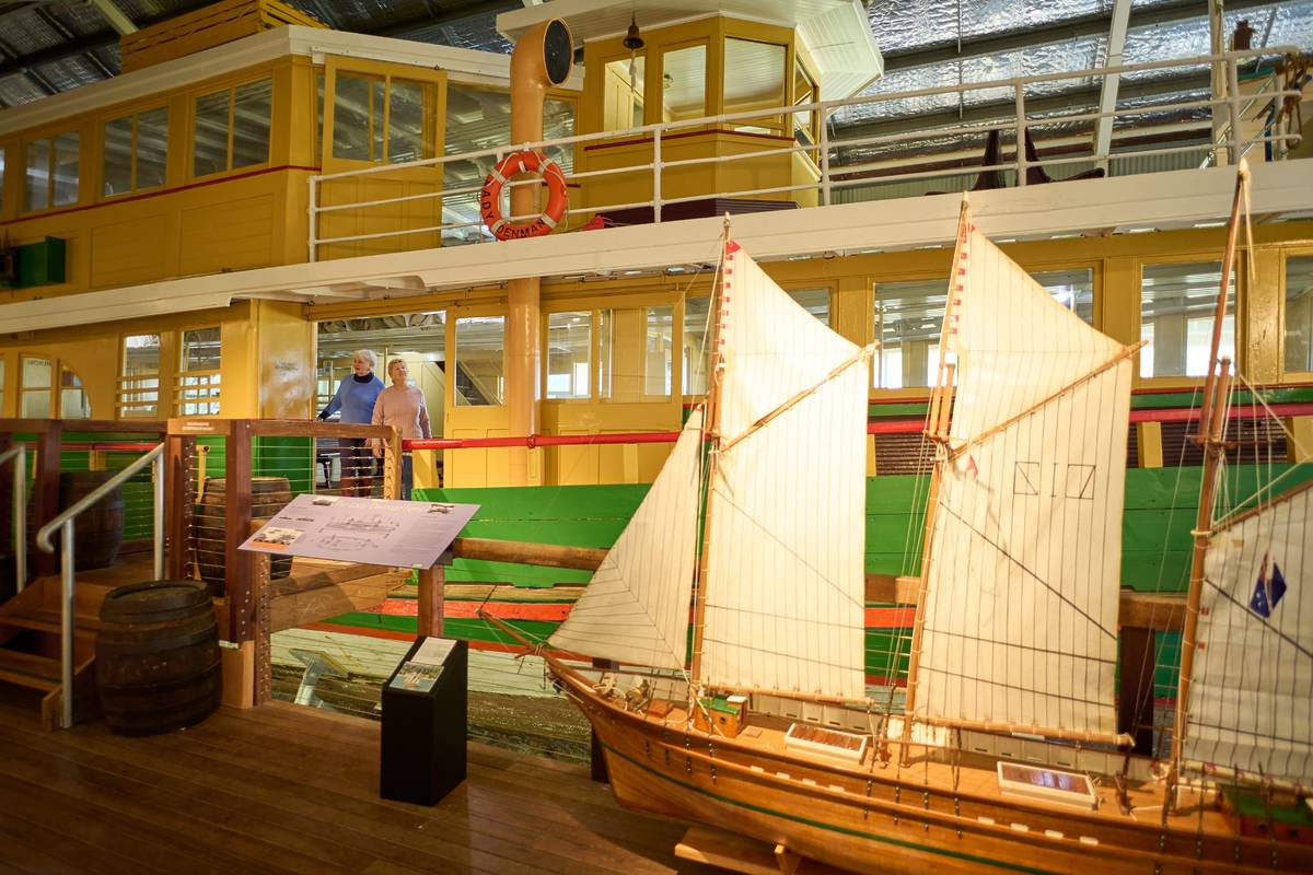 Interior of the Jervis Bay Maritime Museum showcasing historic vessels