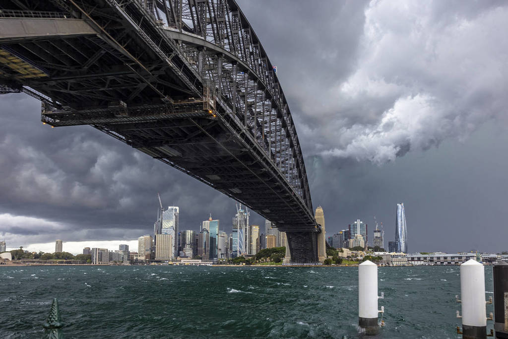 Dark storm clouds above the Sydney Harbour Bridge