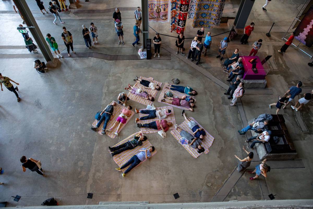 People laying down at the White Bay Power Station