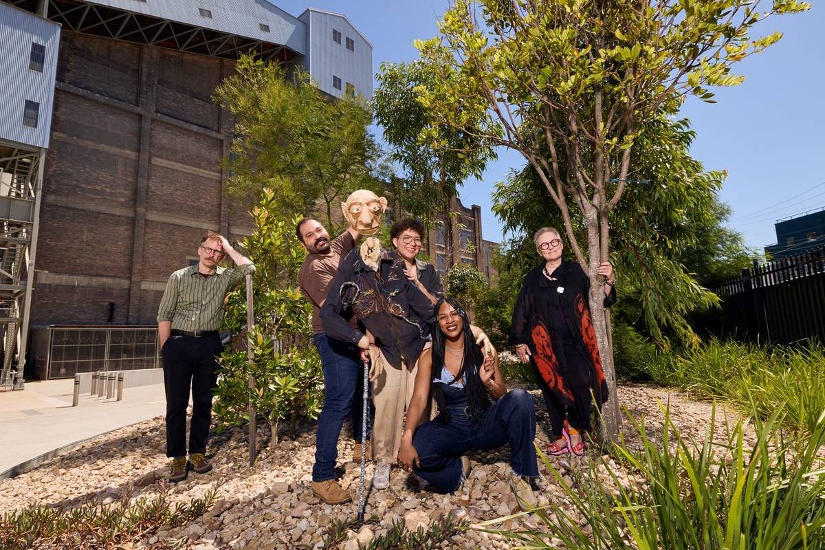 Artists pictured outside White Bay Power Station