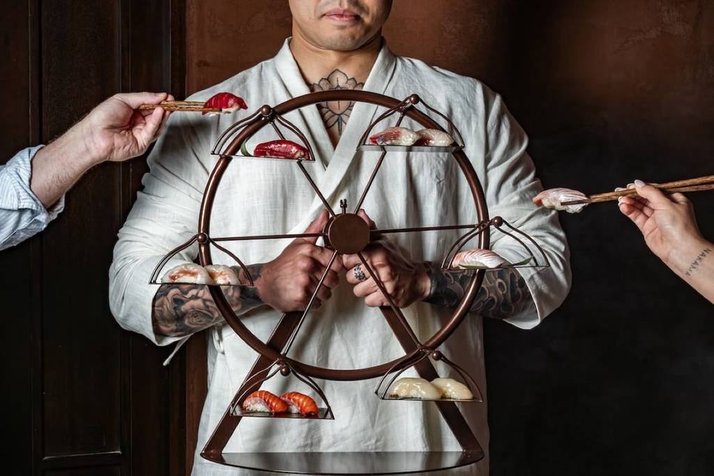 Sushi wheel at Aori
