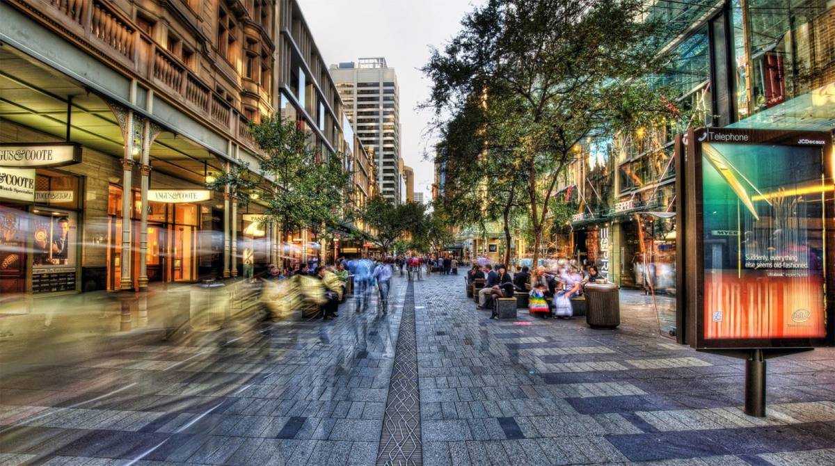 Pitt street mall, where you can win qantas points with Fitness First