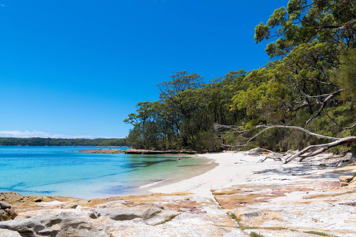 White-sand beach and clear blue water at Jervis Bay on the NSW South Coast