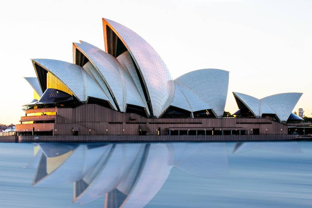 The Sydney Opera House on Sydney Harbour at sunset