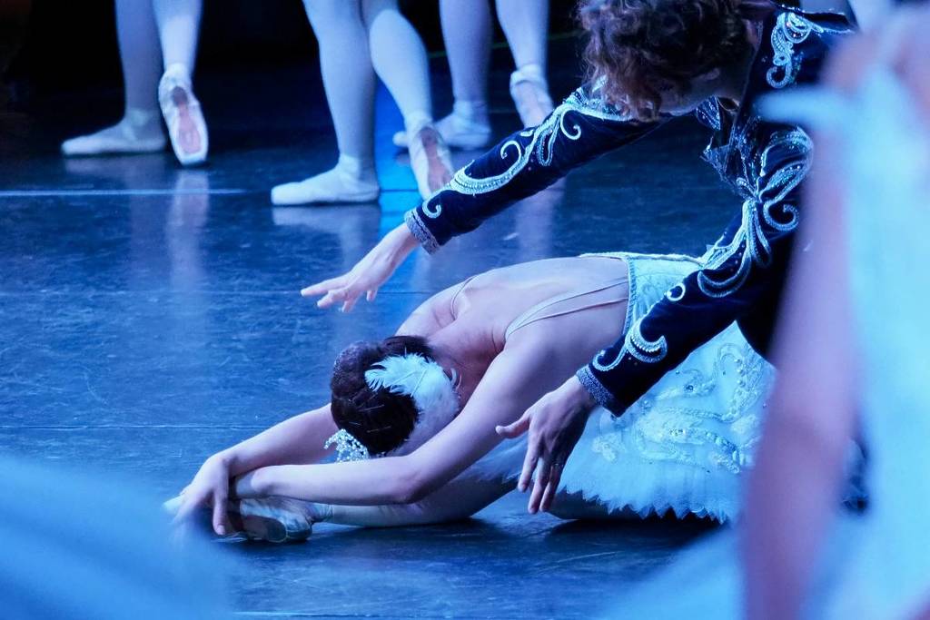 A ballerina performing Swan Lake at a ballet show
