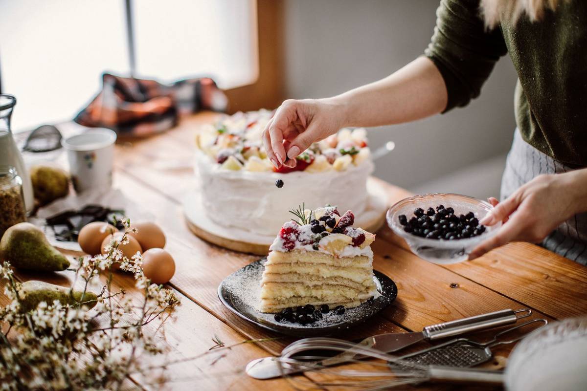 cake being prepared