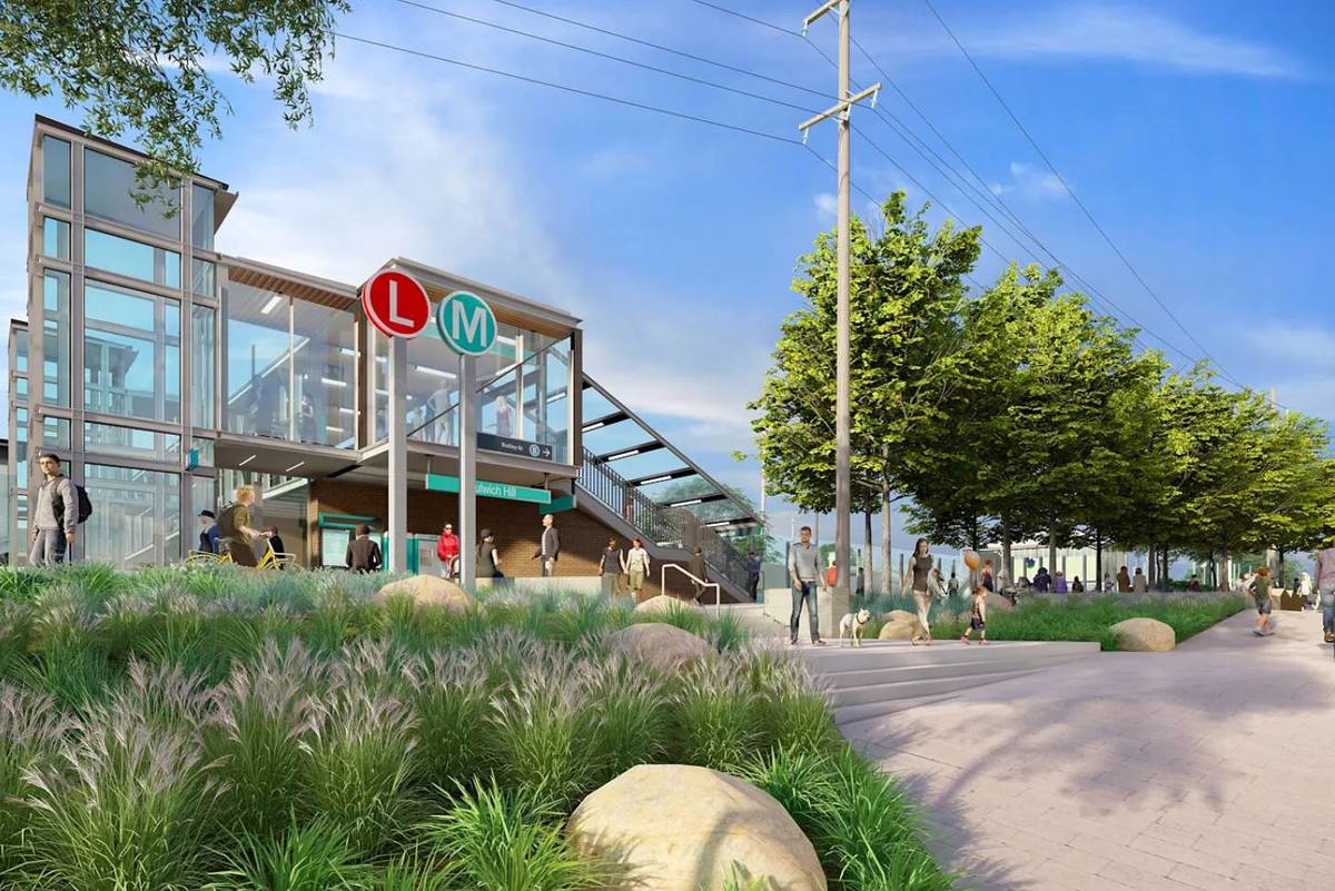 Artist's impression of the new Dulwich Hill metro station plaza along the future MetroWay route