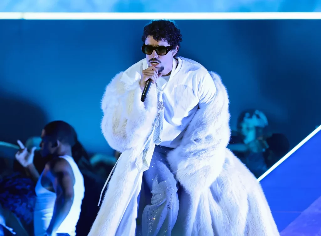 Bad Bunny performing live on stage during his DeBÍ TiRAR MáS FOToS World Tour