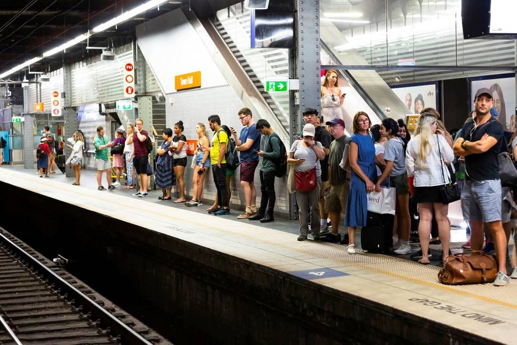 people waiting for train in sydney