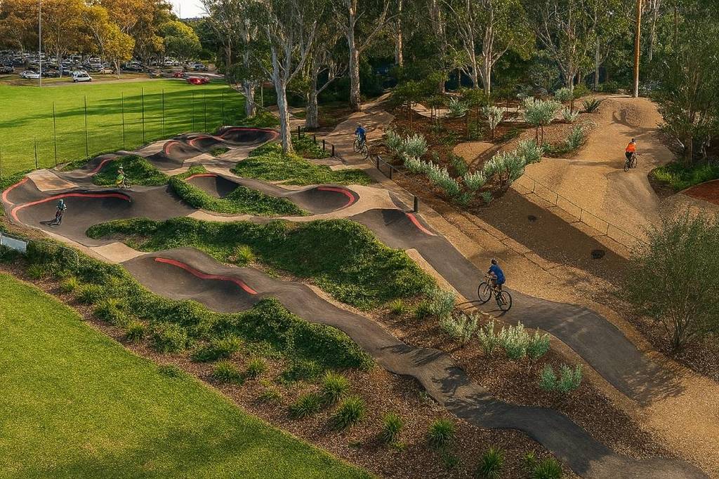 Artist impression of new bike pump and jump tracks planned for the expanding Hornsby Park precinct in Sydney
