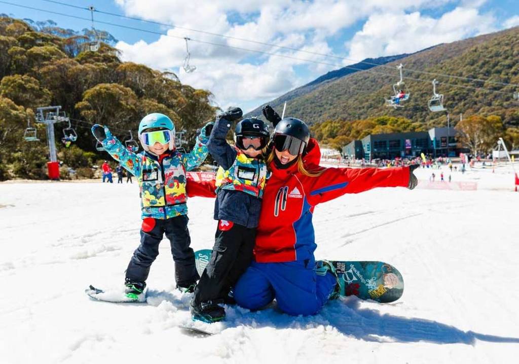 Family at thredbo resort in NSW