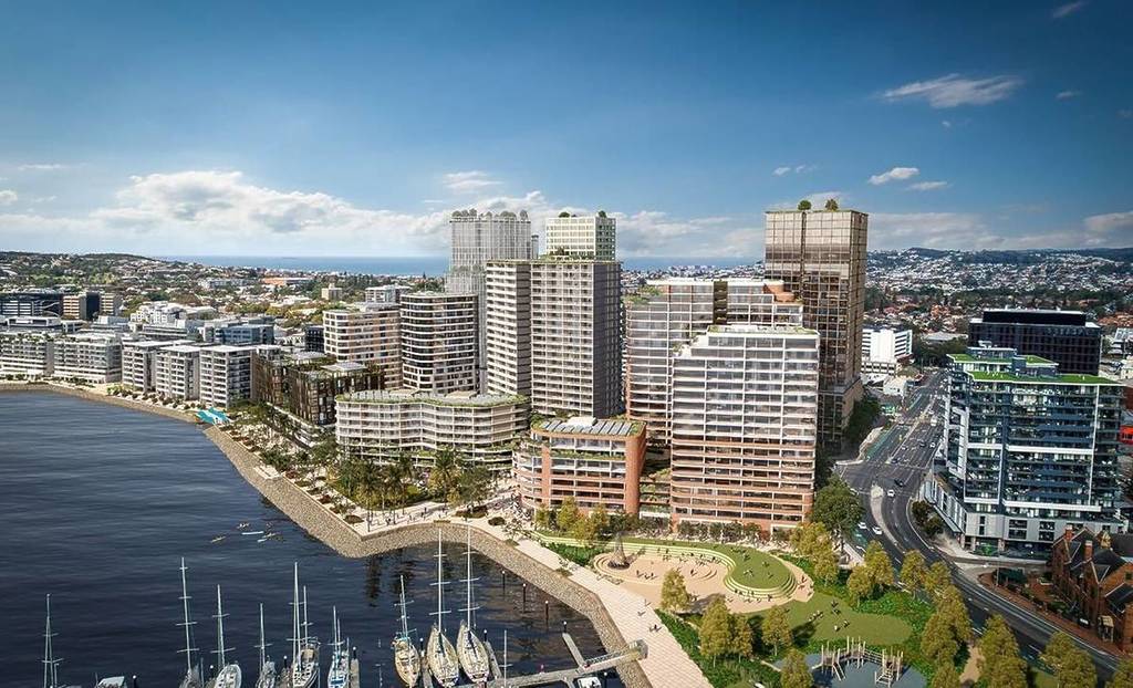 aerial view of the waterfront honeysuckle hq precinct newcastle