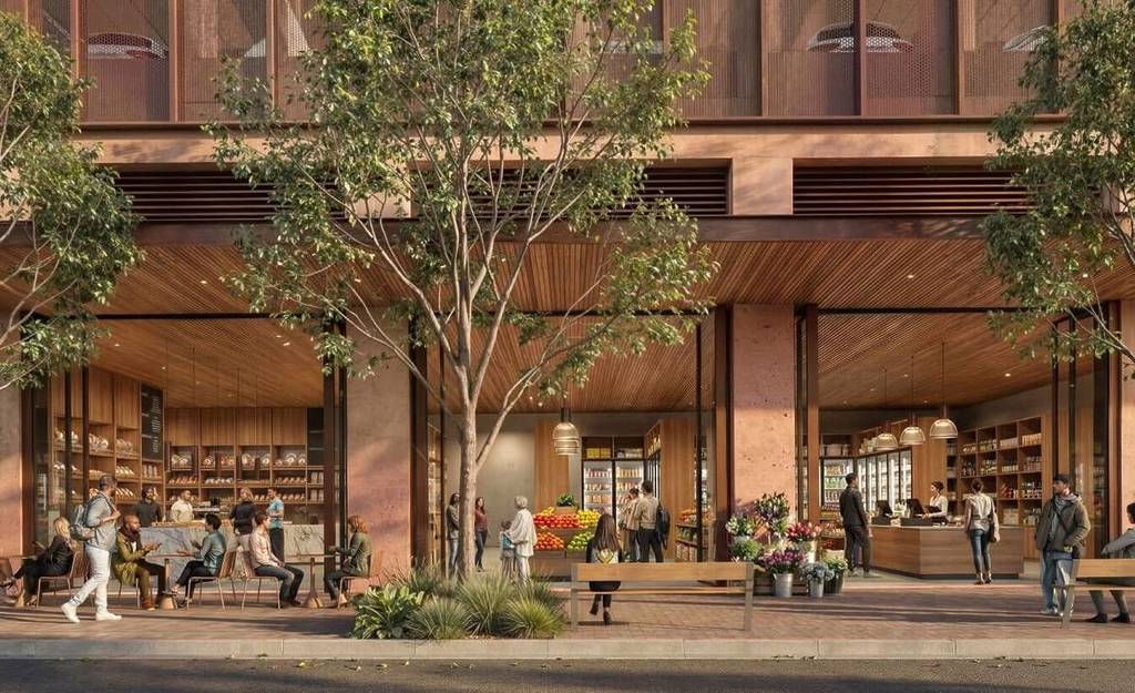 people shopping at the new mixed use precinct