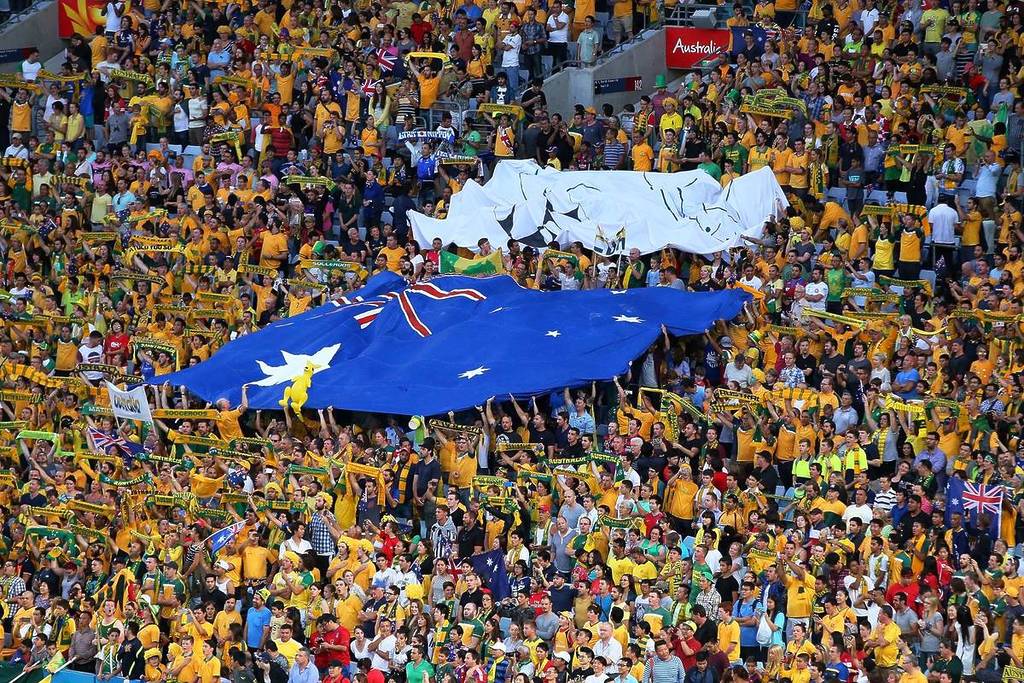 socceroos fans cheering on during fifa game