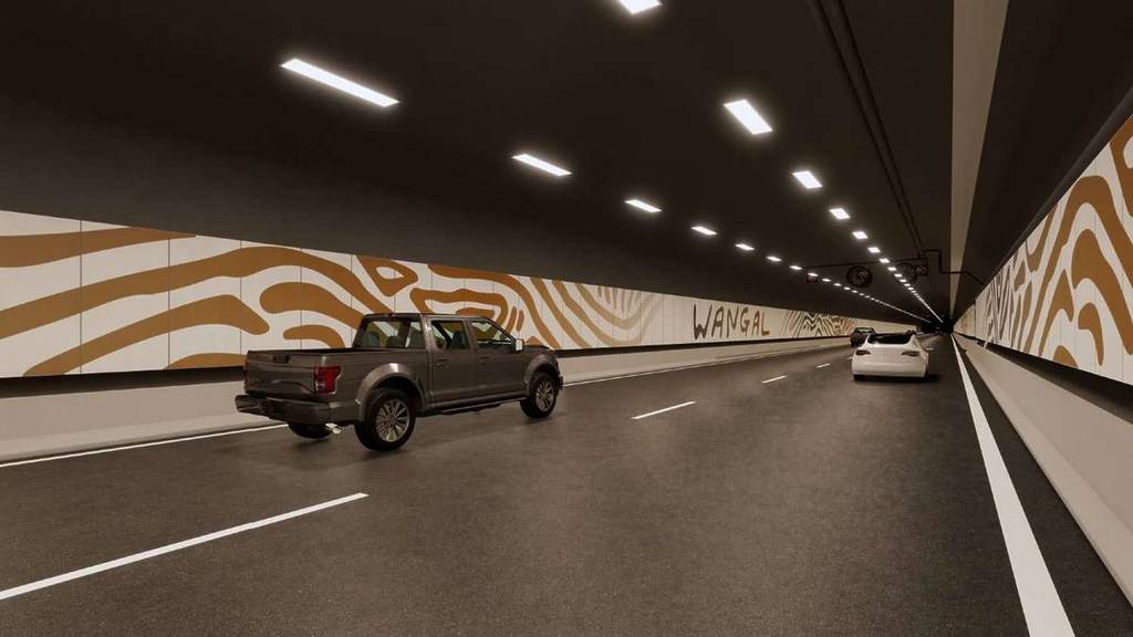 car driving through western harbour tunnel