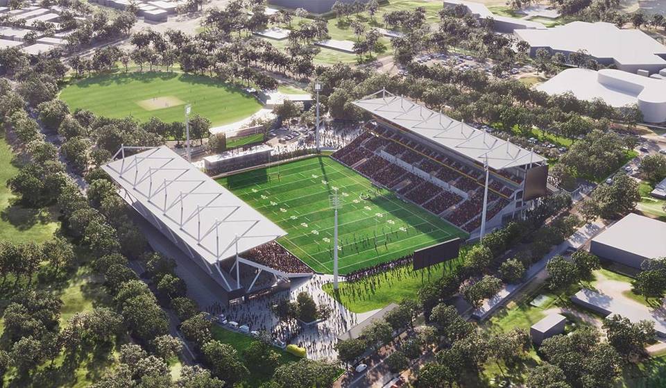 The iconic Penrith Stadium is back for 2027 with restored grandstands and a huge public plaza — but the famous grass hills remain