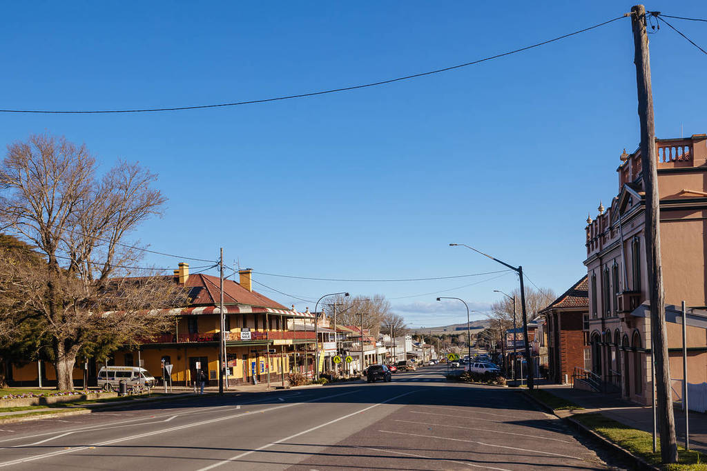 Historic buildings lining Braidwood's heritage-listed main street in the Southern Tablelands