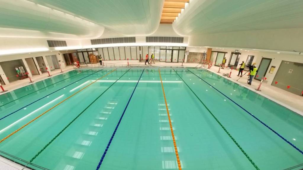 Warm-water program and therapy pool inside the new Canterbury Leisure and Aquatic Centre