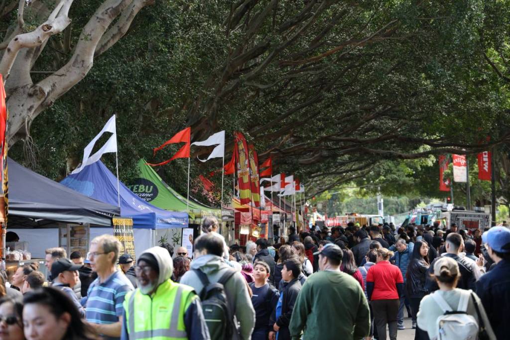 Crowds browse food stalls at Bankstown Bites, one of Sydney's biggest multicultural food festivals