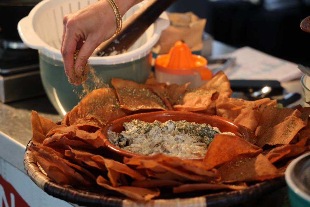 Freshly prepared food served at a stall during the Bankstown Bites food festival in Sydney