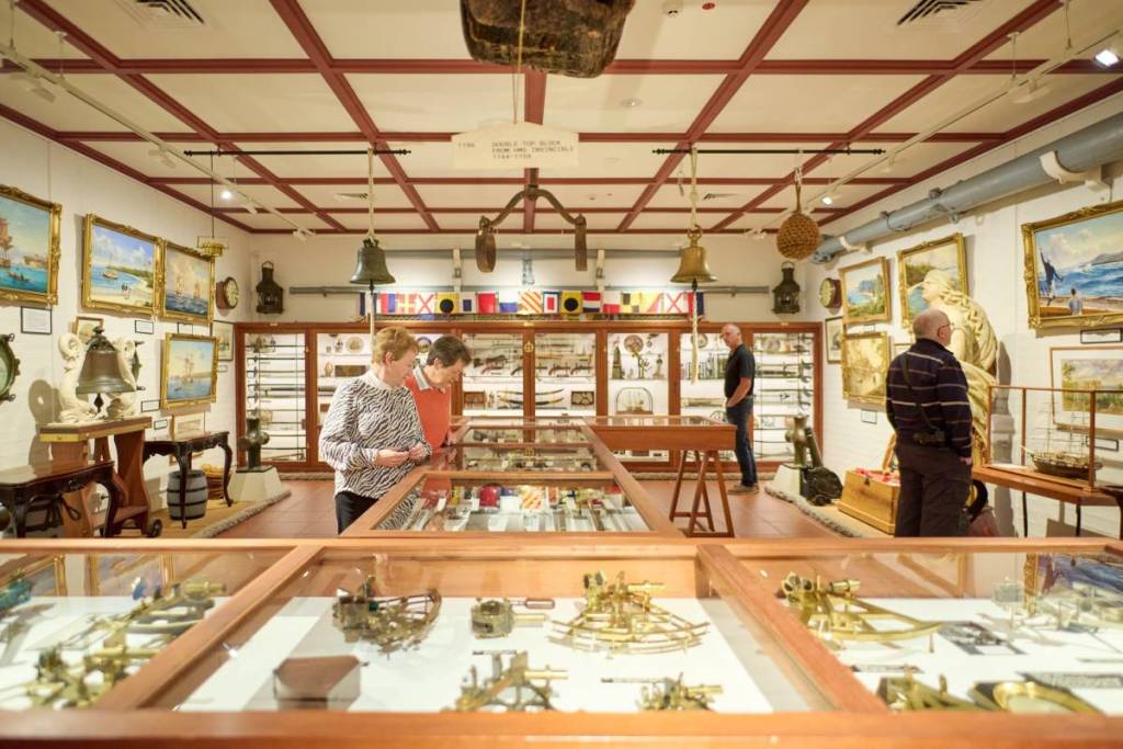 Visitors exploring exhibits at the Jervis Bay Maritime Museum in Huskisson on the NSW South Coast