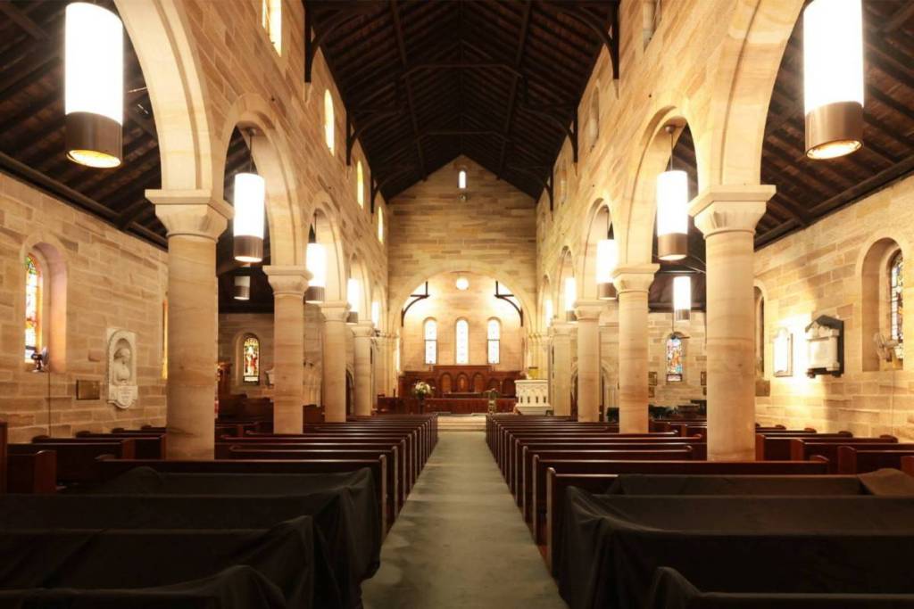 Interior of St John's Anglican Cathedral in Parramatta, one of Australia's oldest continuous places of Christian worship