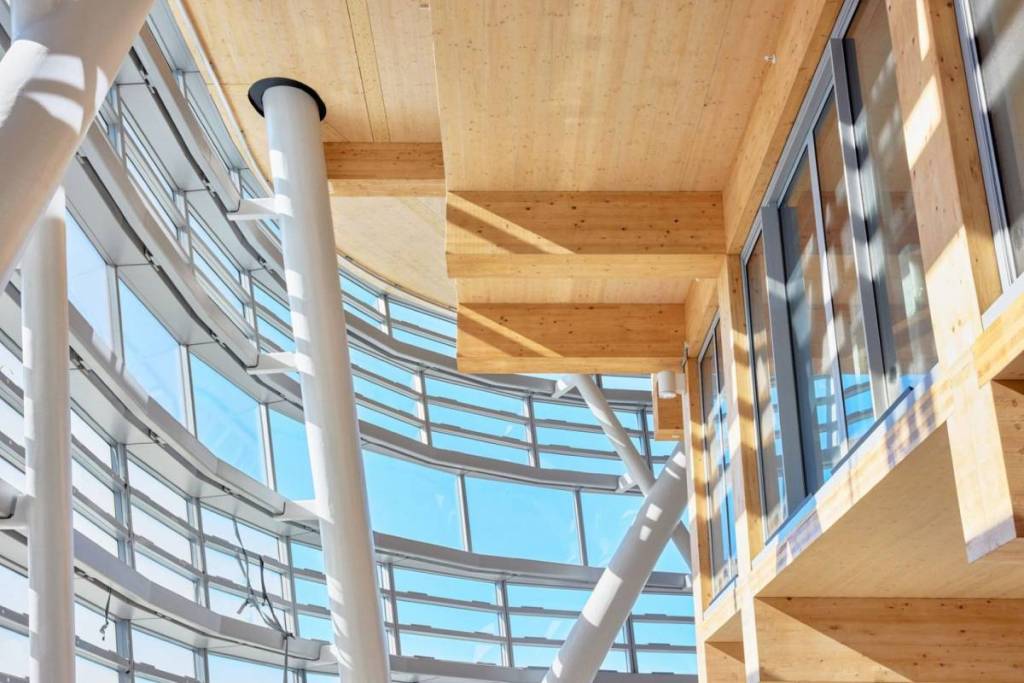 Internal timber structure at Atlassian Central building