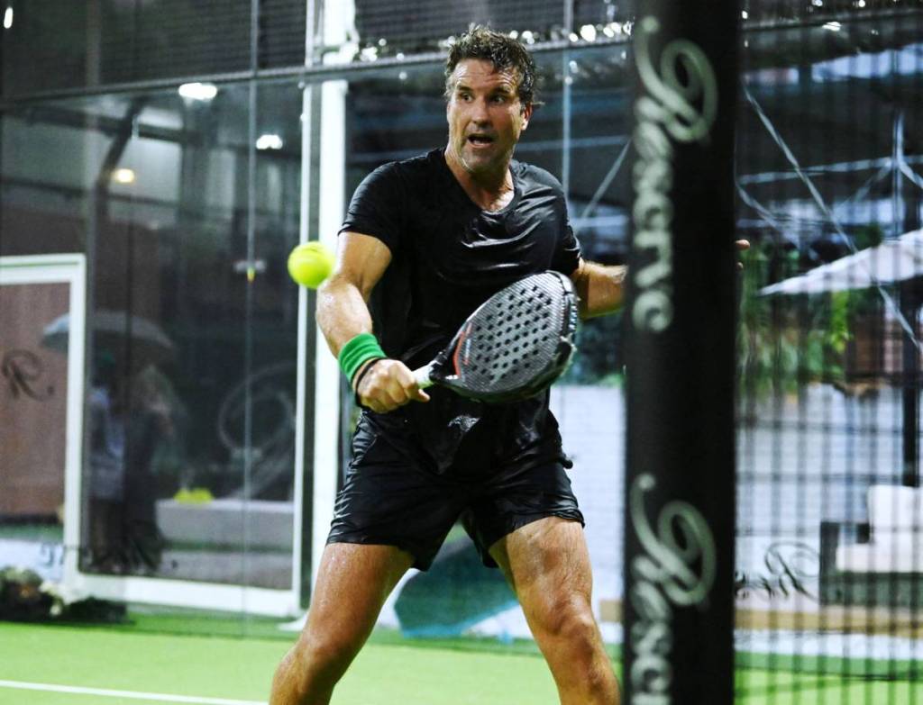 Australian Tennis star Pat Rafter playing Padel