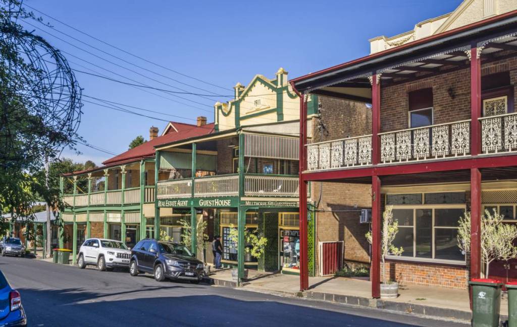 Historic shopfronts lining the heritage main street in Millthorpe, Central West NSW