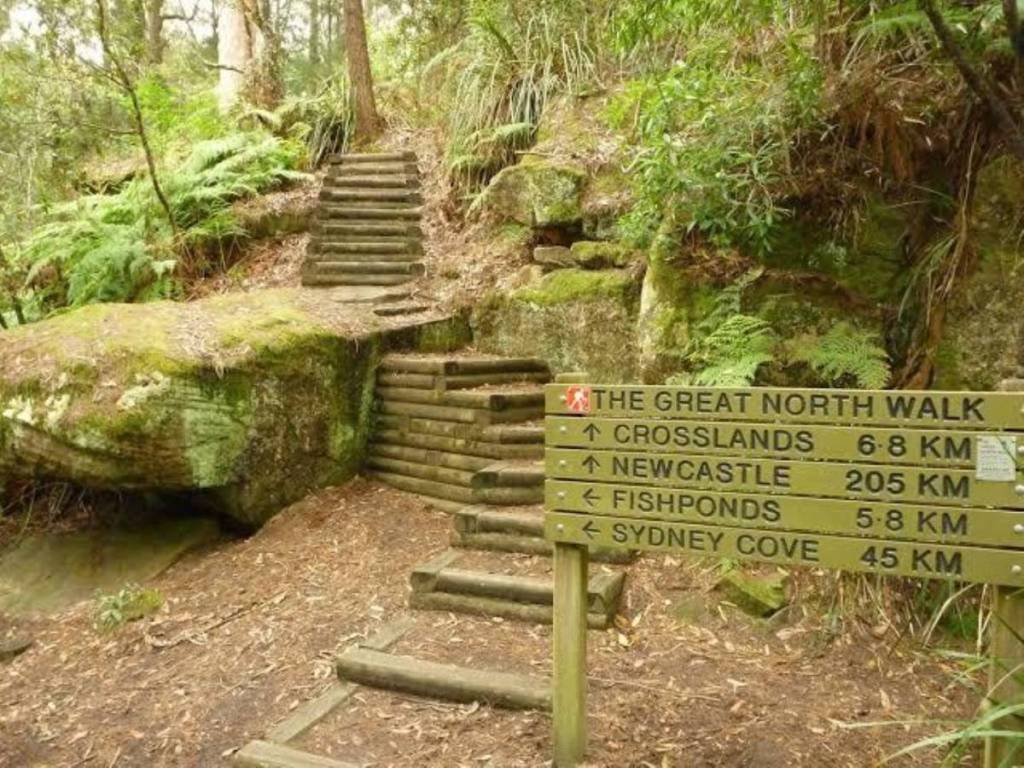 Signs pointing towards great northern walk in NSW