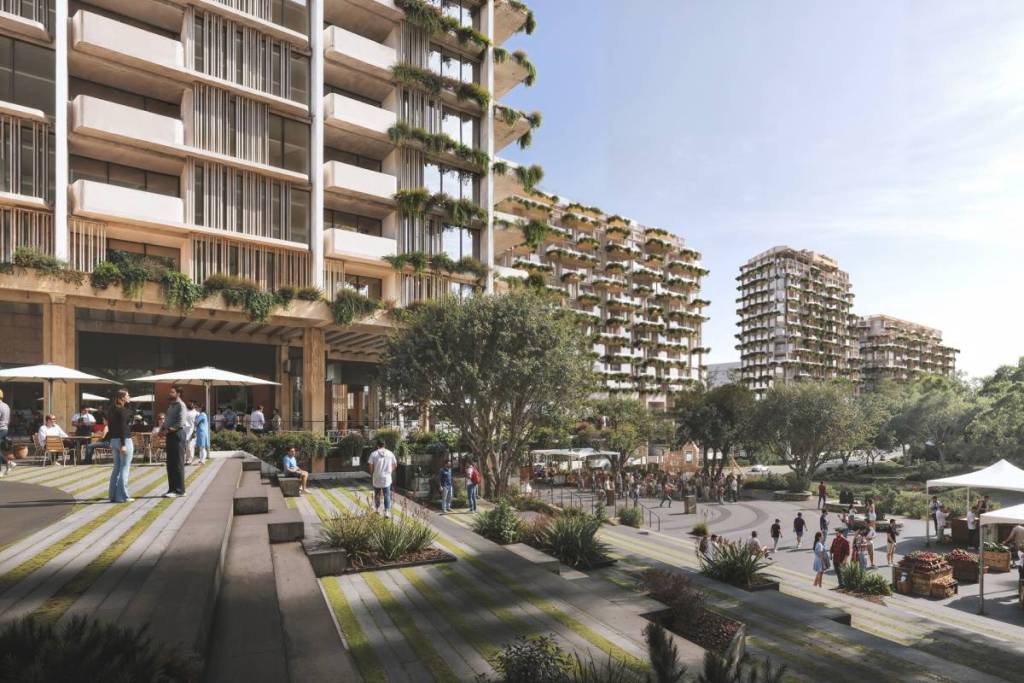 Artist’s impression showing new apartments, landscaped parkland and public spaces planned for Cherrybrook