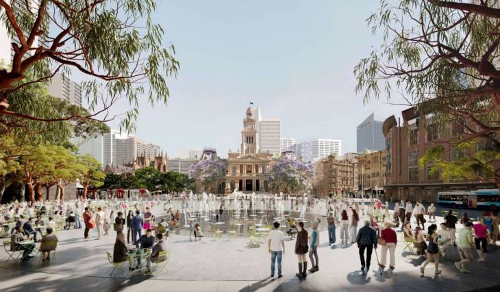 A spectacular 4,500m² town square is finally coming to Sydney’s CBD after 40 years — featuring a relaxing water element and a lush native grove