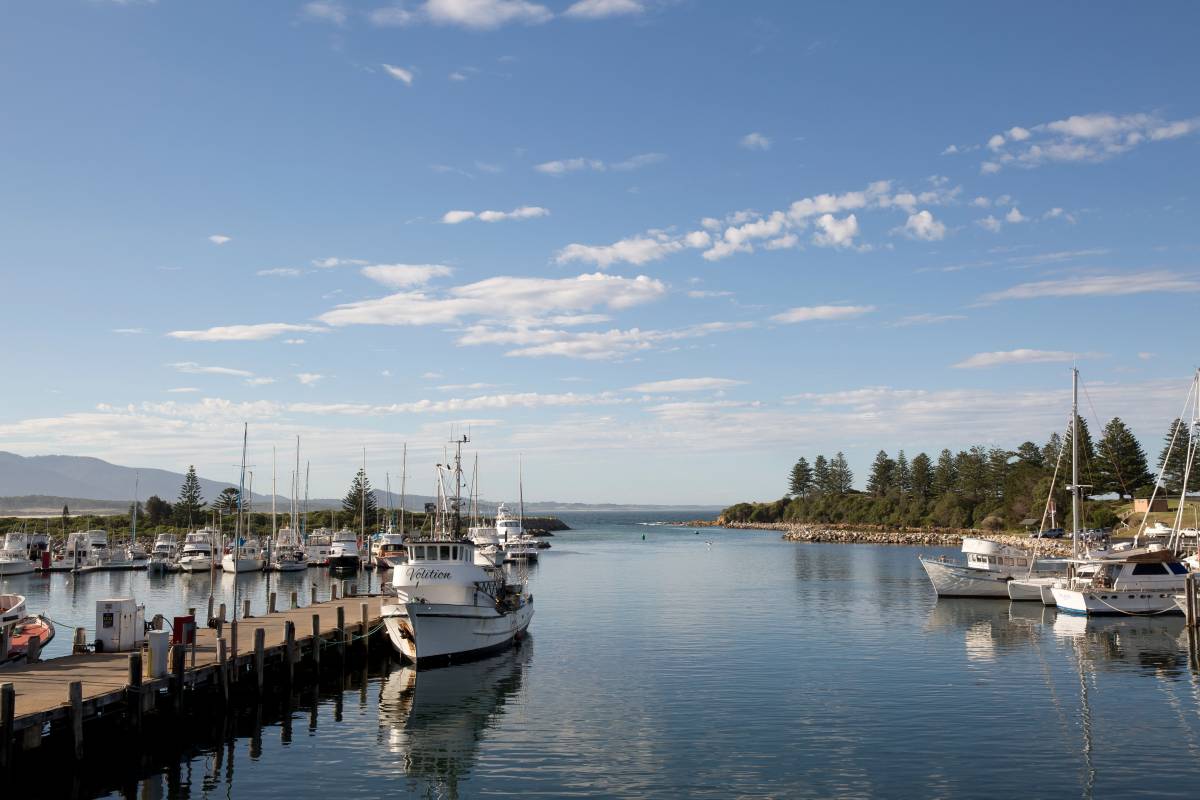 Boats moored at Bermagui Harbour on the NSW South Coast