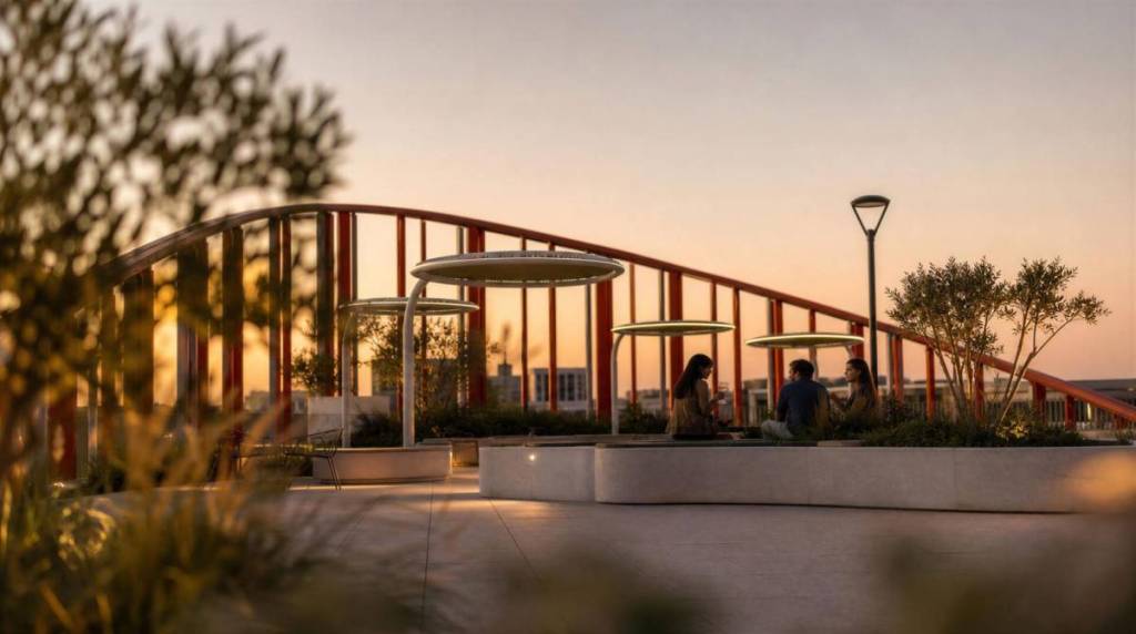 sunset at flex coworking space's rooftop