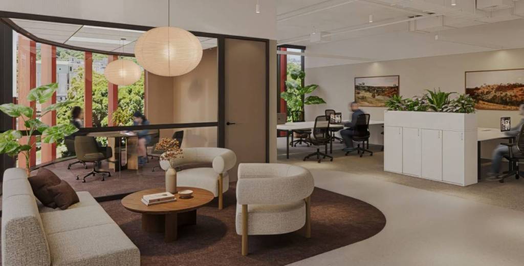 desks and couches at flex coworking's office