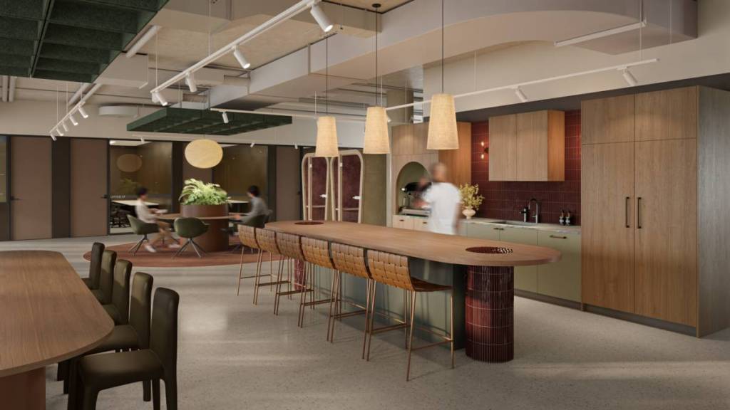 communal kitchen at flex coworking space sydney