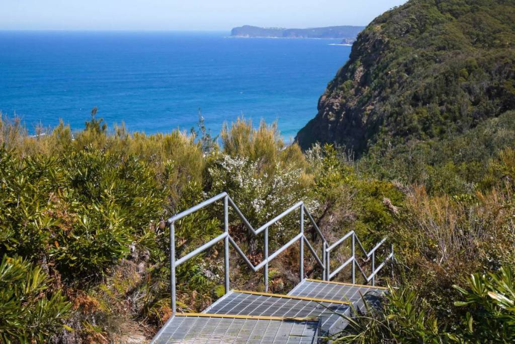 Coastal walking track overlooking the Pacific Ocean in Wyrrabalong National Park on the Central Coast