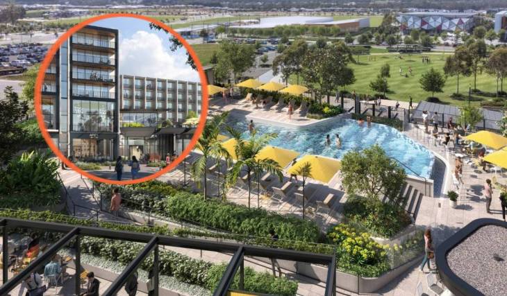 This new 6-storey resort-style hotel is opening just 20 minutes from Western Sydney’s new airport — with a gigantic outdoor pool, Italian-inspired restaurant & motorsport DNA