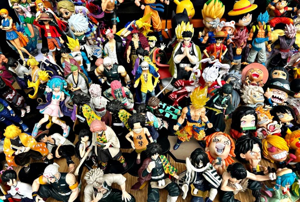 A collection of anime toys