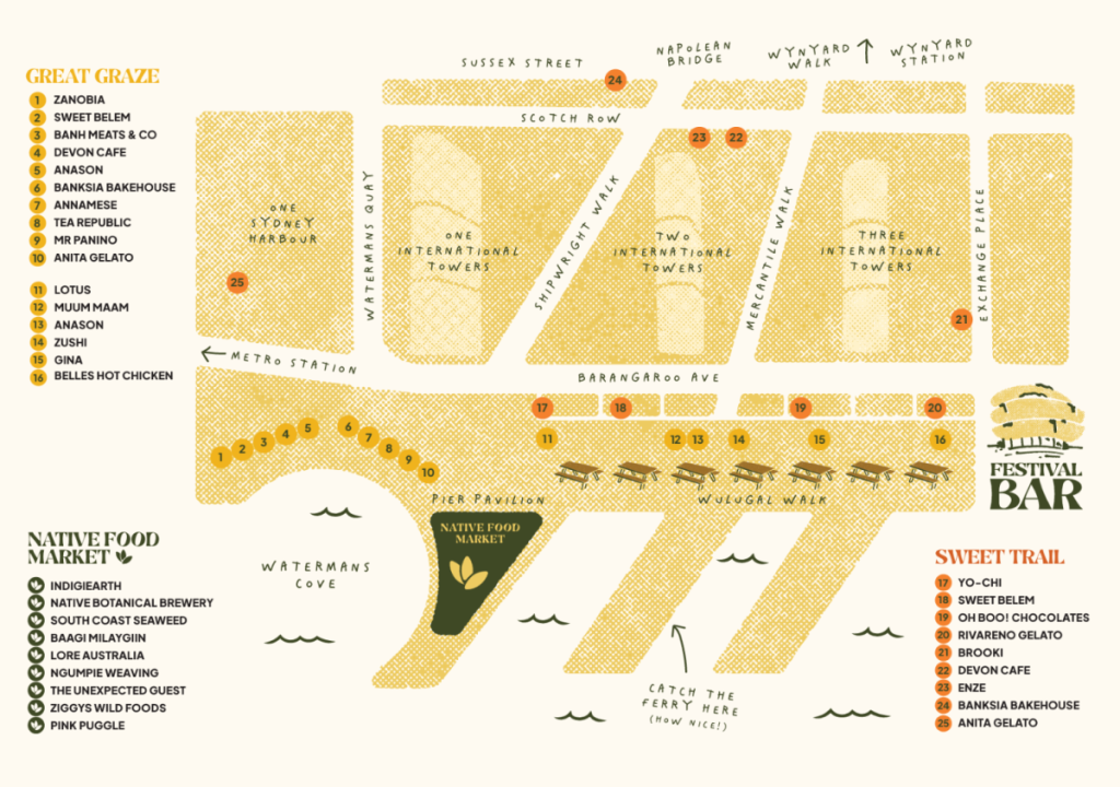 map for the great graze in barangaroo, sydney