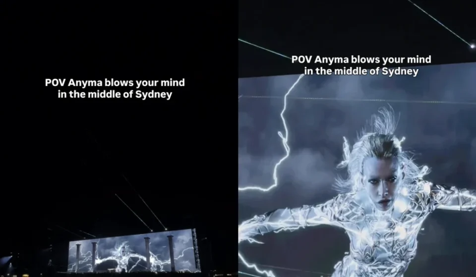 Anyma live in Sydney video: giant LED avatar and lasers