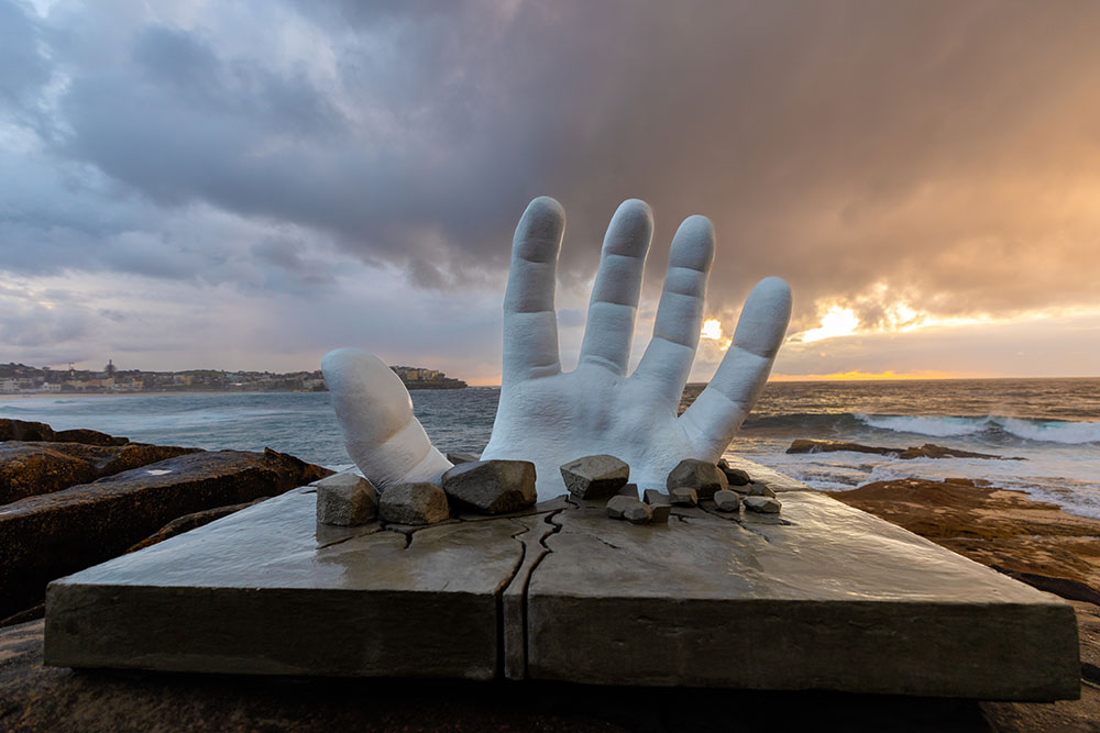 Swiss surface breach at sculpture by the sea, bondi, sydney