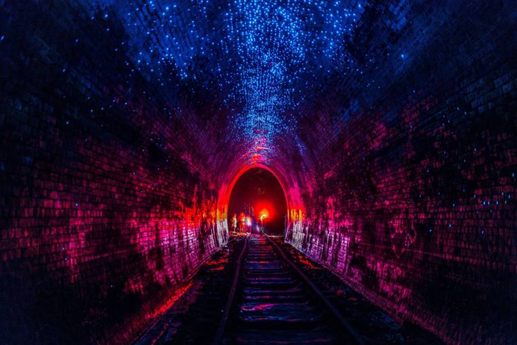glow worms in the helensburgh metropolitan tunnel in Sydney, NSW