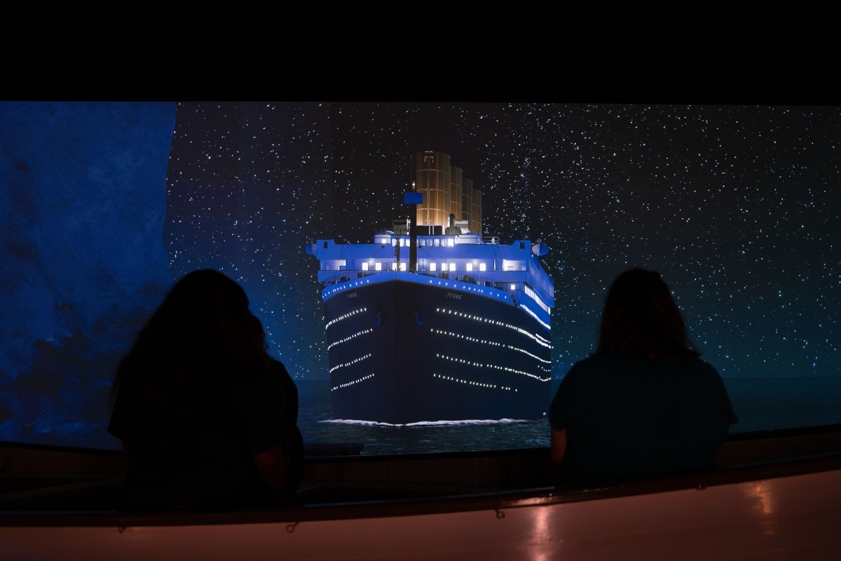 Guests explore the Titanic exhibit