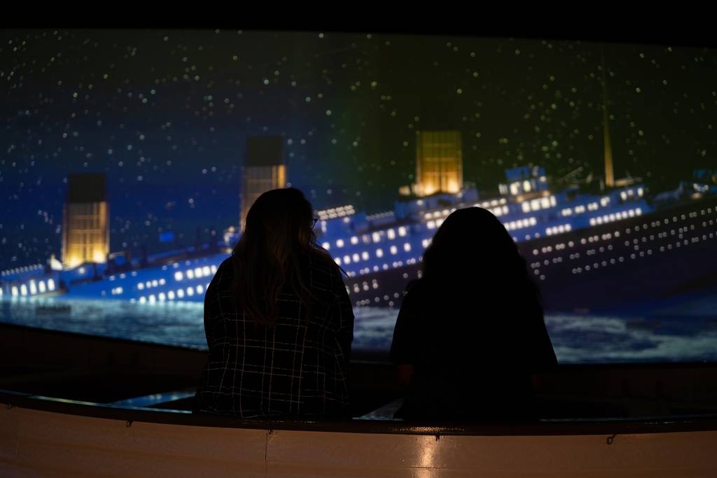 Guests explore the Titanic exhibit